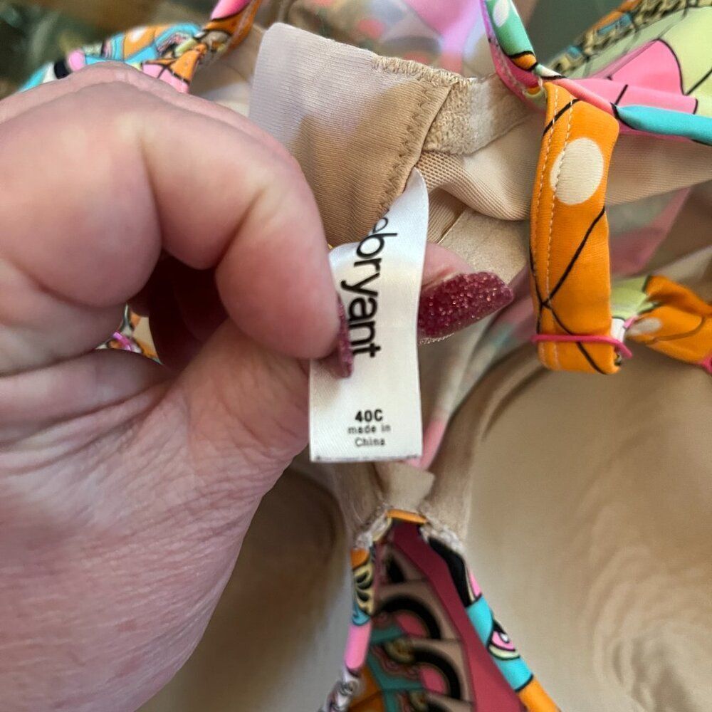 2pc Tankini Pink Blue Pants NEW Shein 2XL Top Lane Bryant 40C Bra Made In! - Picture 3 of 9